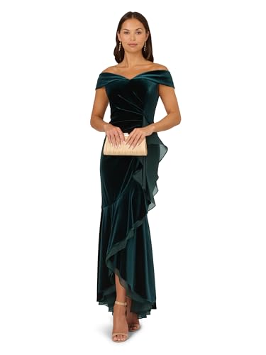 Adrianna Papell Women's Velvet Off The Shoulder Gown4