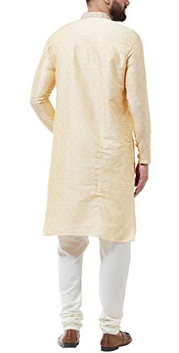 Image of SOJANYA Men's Silk Blend Kurta for Navratri | Paisley Print Regular Fit Ethnic Kurta for Festival & Puja