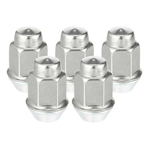 Image of 5 Pcs Wheel Lug Nuts Compatible for Chevrolet Malibu Impala for Buick Encore, Durable M12 x 1.5 Carbon Steel Silver Tone Tire Lugnuts