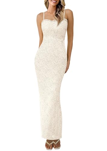 PRETTYGARDEN Summer Dresses for Women 2025 Lace Floral Bodycon Se...