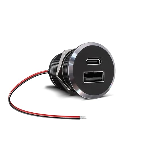 Obeaming 12V USB Outlet All-Aluminum QC 3.0 USB-A & USB-C PD3.0 Dual Fast Car Charger Socket Recessed Mount Car USB Port for Car Truck Boat RV Camper Van Trailer (Small Version)