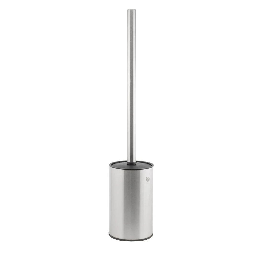 Dryflow Stainless Steel Toilet Brush Set, Free Standing, Brushed Satin, 39cm Height