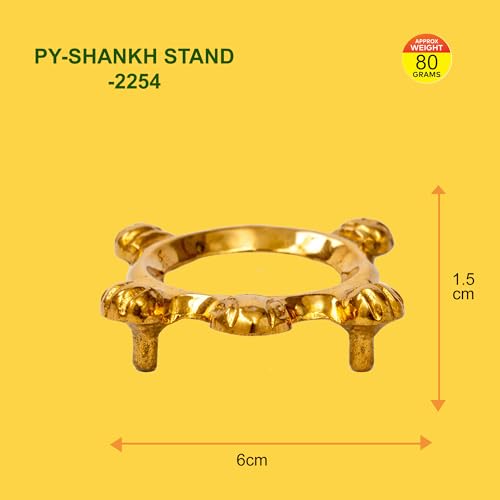 Image of Pure Brass Shankh Stand | Handcrafted Shankh Stand for Puja | Traditional Brass Stand for shankh | Spiritual Home Decor - 2254
