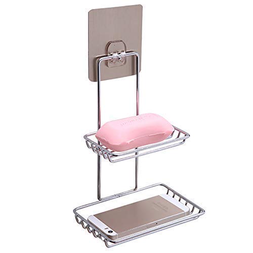 petrickenterprise Stainless Steel Magic Sticker Box Self Adhesive Waterproof Kitchen Soap Holder | Bathroom Stand (Multicolour)