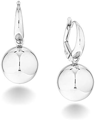 Miabella 925 Sterling Silver Italian High Polished Round Bead Ball Dangle Leverback Earrings for Women 12mm, 14mm Made in Italy (12mm (1/2 Inch))