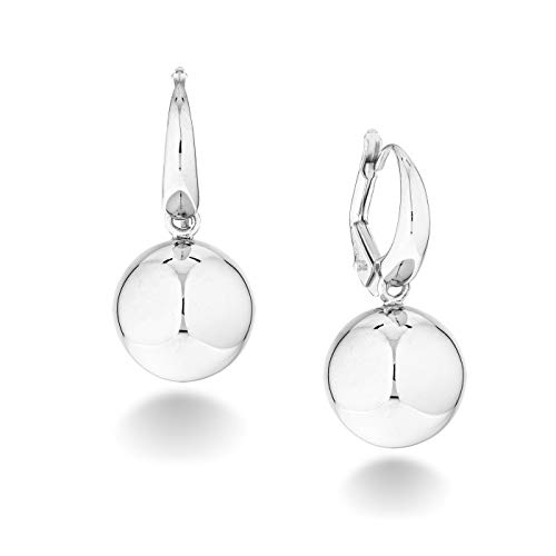 Miabella 925 Sterling Silver Italian High Polished Round Bead Ball Dangle Leverback Earrings For Women 12Mm, 14Mm Made In Italy (12Mm (1/2 Inch)) #TOP14