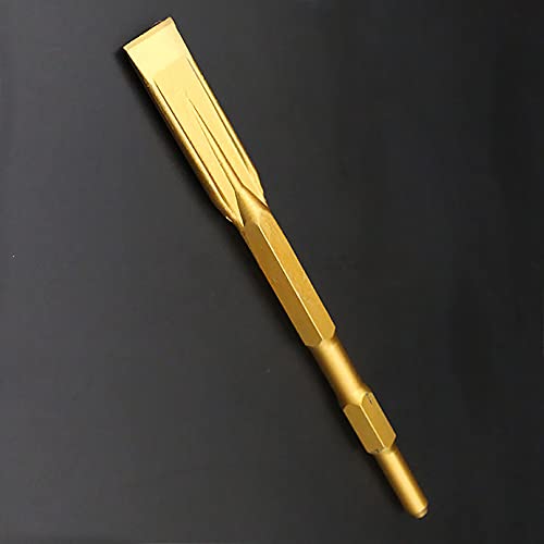 Hammer Drill Chisel Bit, Rotary Hammer Bit, Scaling Chisel Hammer Drill Tool, Hex Shank, Flat Chisel - Gold, 17mmx280mm