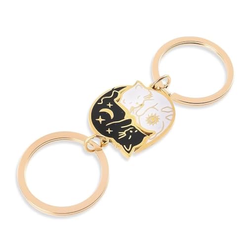Image of Zibuyu Cute Cat Anime Matching Keychains - Couple Gift for Boyfriend Girlfriend, Husband Wife & Best Friend, Ideal for Long Distance Relationship, Anniversary & Valentines Day
