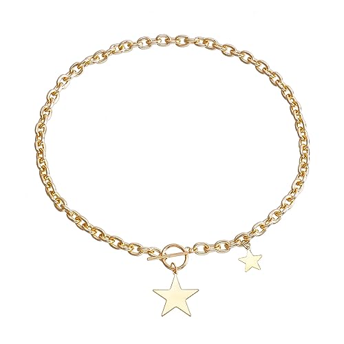 Nasfacbve Fashion Trend Light Luxury e Collarbone Chain Temperament Simple Cold Wind Five-pointed Star Bracelets Necklace, as show