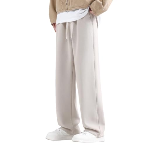 Summer Straight Pants for Men Wide Leg Casual Trousers Drawstring Elastic Waist Loose Thin Sports Pants