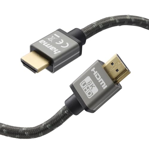 Hama Premium HDMI Kabel 2 Meter Ultra High Speed (Exzellentes Monitorkabel 4K / 8K, 48 Gbit/s, UHD Bildschirmkabel eARC, Ethernet, HDR, Aramidfaser Kabelmantel, HDMI 2.1 Kabel 120 Hz/60 Hz) 2m