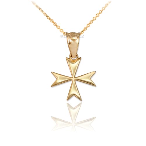 LA BLINGZ 14K Gold Maltese Cross Charm Necklace