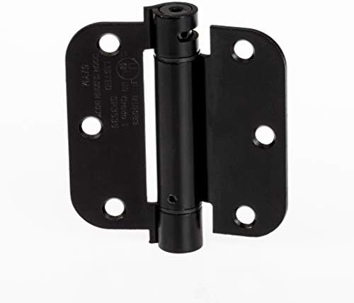 Ilyapa Self Closing Door Hinges, 2 Pack, Flat Black Mortise Spring Hinge - 3.5 x 3.5 Inch Interior Spring Hinges for Doors with 5/8" Radius Corners