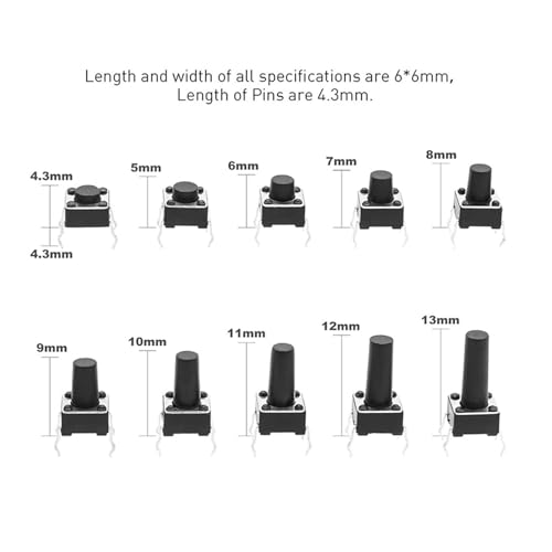 Interruptor dip 6x6x10mm táctil de 4 pines componente electrónico SMD pack de 1000 piezas 4