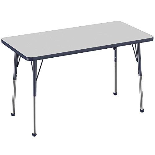 FDP 24" x 48" Rectangle Table with Ball Glide Legs - Gray/Navy, 10008-GYNV