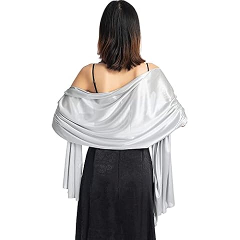 Ladiery Silky Satin Shawls and Wraps for Women Evening Dress, Lightweight Long Bridal Elegant Bright Wedding Stole Cover