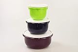 tupperware durchsichtig blauer deckel spülmaschinenfest TUPPERWARE Rührschüssel PENG 3,0L violet+ 2,0L dunkel blau+1,0L limette Germteig