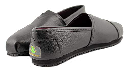 Laforst Womens Leather Nonslip Waitress Server Slip On Flat Black 10