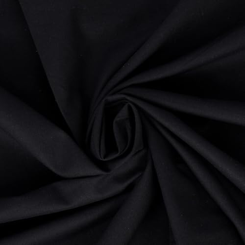 FT Fashion Track schwarzer Stoff Baumwolle Meterware UK – 147,5 cm breit – 100% Baumwollstoff einfarbig – 60 Quadrat – erhältlich in 14 Farben und 5 Größen (1 Meter, Schwarz)
