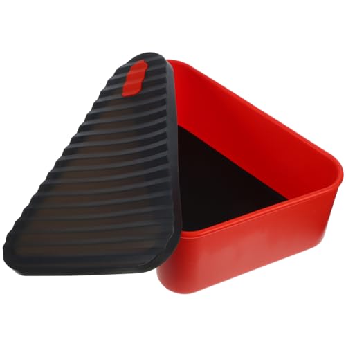 HOLIDYOYO Pizza Leftover Storage Container with Lid Reusable Pizza Pan Lunch Box Pizza Silicone Container Holder Pizza Slice Container Tray Sandwich Saver Carrying Case Red