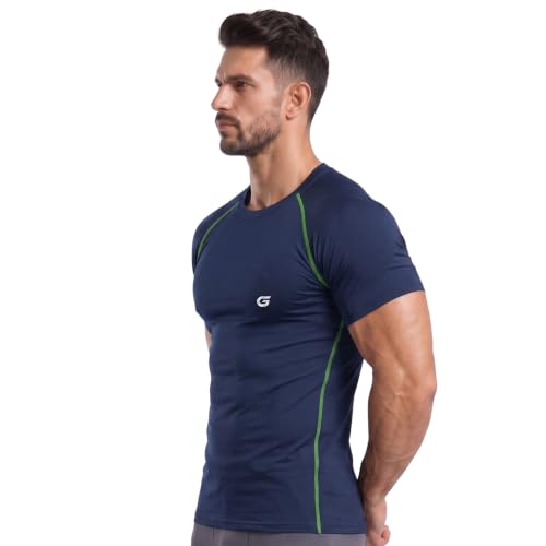 Image of GYMIFIC Men's Compression T-Shirt | Half Sleeve Gym Workout T Shirt for man | Round Neck Quick Dry Stretch Athletic Sports Tee