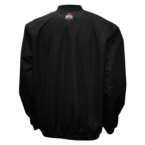 2Bhip NCAA Ohio State Buckeyes Adult Black Lightweight V-Neck Windbreaker Wind Shirt Pullover Jacket For Men2