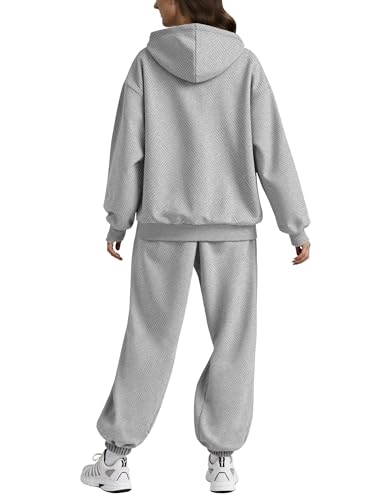 SHESHOW Fall Outfits for Women Oversized Zip up Hoodie Sweatshirt Jogger Sweatpants 2 Piece Sweatsuits Lounge Sets3