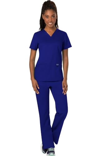 Vêtement médical femme anti-frottement avec haut WW620 3 poches et pantalon évasé WW120 bleu