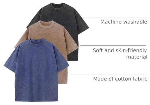 Image of Arssm Men Oversized T Shirts Vintage Tee Loose Fit Short Sleeve Casual Streetwear Baggy Washed Unisex Tops