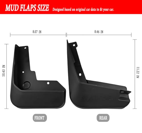 Image of Mud Flaps Mud Guards Fit for 2014-2020 HAVAL H2 (Red Logo), Front & Rear Mud Splash Guards Accessories - 4 Pc, Black