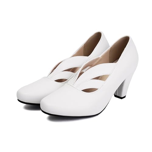 Elerhythm Women's Mary Jane Vintage Heels Gatsby 1920s Pumps Closed Round Toe 1950s Victorian Retro Shoes2