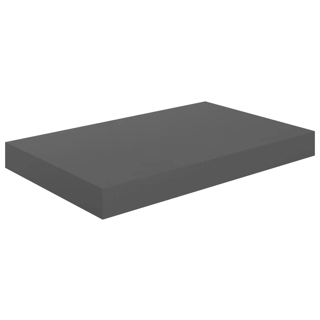 Półki wiszące, 4 szt. szary wysoki połysk, 40 x 23 x 3,8 cm, płyta MDF, zestaw półek ściennych z niewidocznym uchwytem, stabilna półka ścienna na książki i dekoracje, trwały regał wiszący