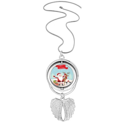 Collier pingouin ailes d'ange rotatif en argent pour femme