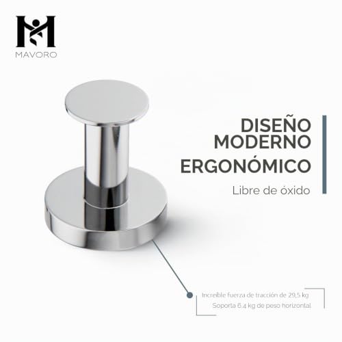 Miniatura 2 de Mavoro Ganchos Para Colgar Abrigos Y Bolsos - Set De 2 Ganchos Cromados Con Imanes Potentes - Imanes De Neodimio 52 Colgador De Pared Con Cabezal Tipo Chincheta Para Frigorífico, Taquilla