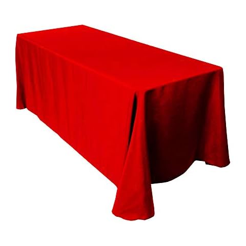 Hotel Party Decor Polyester Tablecloth 90 x 132'' Wedding Big Sizes Red Purple Royal Blue Ivory Rectangular Trestle Table Cover UK Manufacturer (RED) Cover