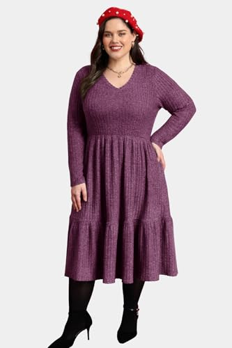 Image of RITERA Plus Size Dresses for Curvy Women Summer Spring Womens Dress V Neck Short Sleeve Casual Dress with Pockets XL-5XL