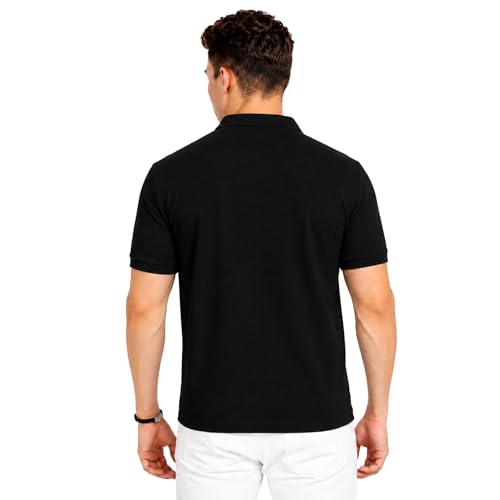 Image of Men's Plain Polo T-Shirt | Cotton Blend Regular Fit Casual Collar T-Shirt