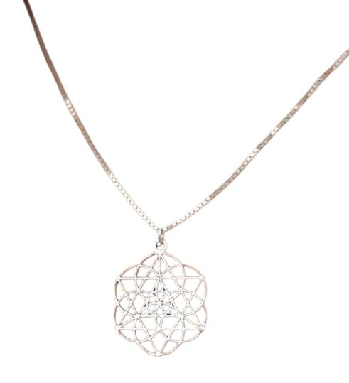 Seed of Life Merkaba Necklace - Kabbalah Flower of Life Jewelry - Magen David Mandala Pendant - Boho Spiritual Gift for Her