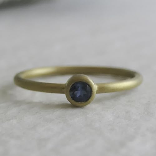 Bague topaze bleue Londres or jaune 14 carats 585 femme taille 7 artisanale