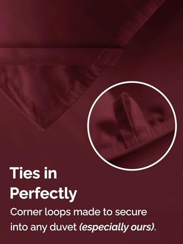 Image of Comforter Full Size - Down Alternative Duvet Insert - Burgundy, 80 inch x 86 inch | Soft & Comfy, Quilted White Comforter with Corner Tabs, Box Stitched Down Alternative Bedding for Men, Women, Kids & Teens