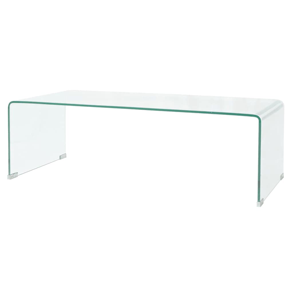 Stolik kawowy ze szkła hartowanego 100 x 48 x 33 cm, przezroczysty, do salonu, sypialni, stolik kawowy, stolik na telefon, stolik nocny do salonu, sypialni
