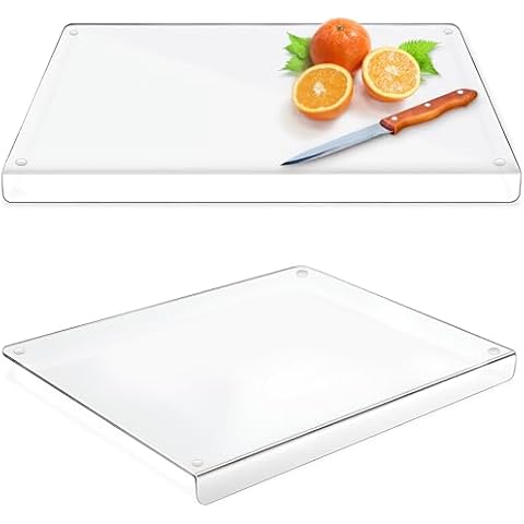Acrylic Cutting Board with Counter Lip in Small, Large and XL, Clear Cutting Board for Countertop, Acrylic Chopping Board with Counter Lip, Clear Cutting Boards for Kitchen Essential Gadgets Cover
