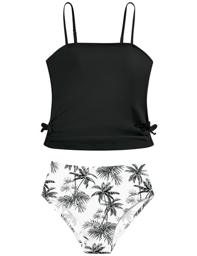 Image of Girls Tankini Swimsuits Two Piece Bathing Suit Drawstring Swimwear Set for Girls 7-18 Years