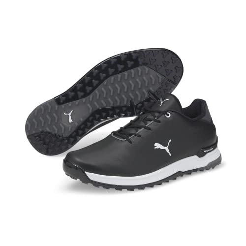Puma Golf Men's PROADAPT ALPHACAT Leather Golf Shoe, Puma Black-Puma Silver, 112