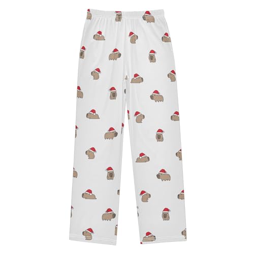 Boys' Pants Cpaybara Animal Hat Christmas Long Bottoms Jogger Pants Elastic Waist Trousers with Pockets S-XL