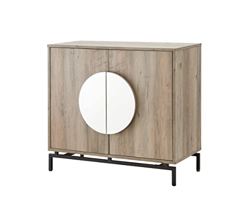 Home Source Grey Wash Console Bar Cabinet With Half Moon Handles #TOP1