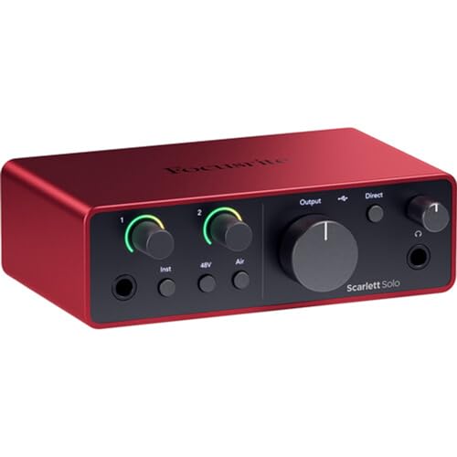 Focusrite Scarlett Solo USB-C Audio Interface (4th Gen) Bundle with Polsen HPC-A30 Studio Monitor Headphones, Pop Filter and XLR- XLR Cable
