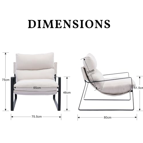 chairus Loungesessel Polsterstuhl Sessel für Wohnzimmer aus Chenille Modern Ohrensessel Schlafzimmer Relaxsessel mit Armlehnen (Beige)