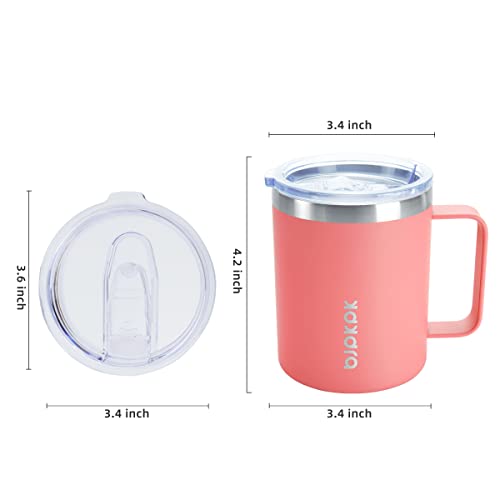 Image of BJPKPK 2 pcs Insulated Coffee Mug, 14oz Insulated Tumbler with Lid, Stainless Steel Coffee Cups with Splash Proof Lid-Light Pink