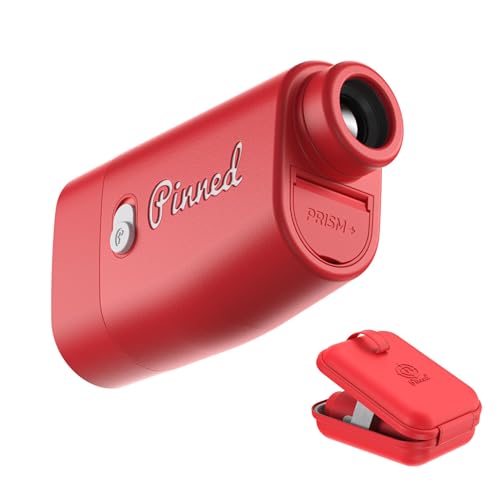 Pinned Prism Slope Golf Rangefinder - Golf Distance Rangefinder with Slope - USB Rechargeable, Pinned Locked Vibration Laser Range Finder - Range Finder Accessories & Gift for Men and Women - Red